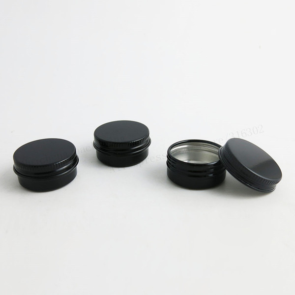 100pcs 10G Black Aluminum Jar pot 10cc metal Cosmetic Packaging Container 1/3oz professional cosmetics container