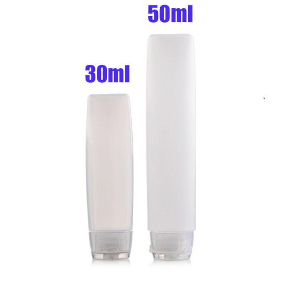 300pcs/LOT 50ml 50g Plastic Clear Cosmetic Packaging PE Squeezable Soft Tube Empty Makeup Container for Hand Cream or Emulsion