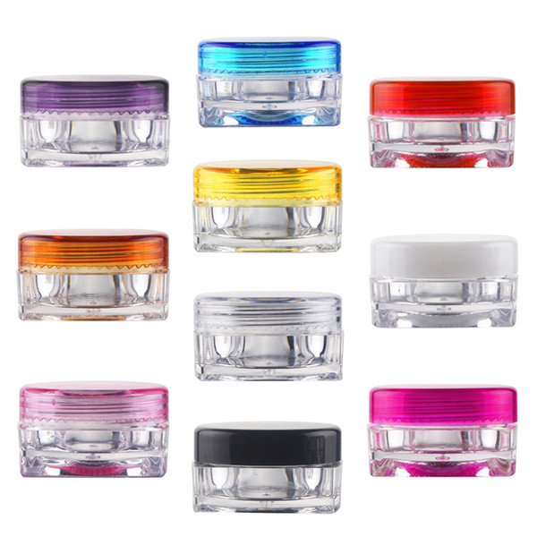 100pcs transparent Quality round cream bottle 3g jars pot container empty cosmetic plastic sample container for nail art storage