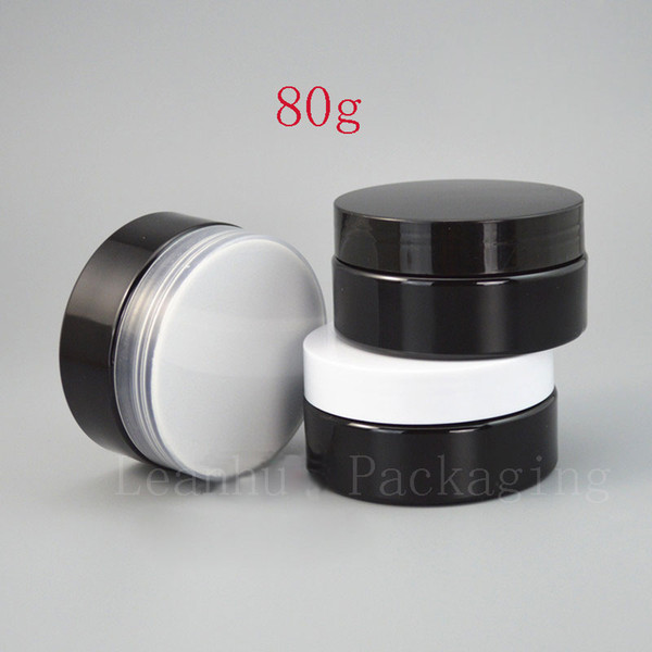 Black Cream Jar With Plastic Screw Cap,Refillable Empty Cream Jars Cosmetic Packaging,80G Facial Mask,Solid Perfume Makeup Cans