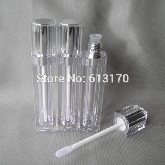 Free shipping 8ml lip gloss tubes with silver cap Double wall,Square Lip stick packing container,Empty DIY lip balm bottle