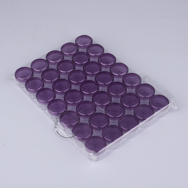 70 x 5g High Quality Plastic Cream Jar 5cc Empty PS Cosmetic Bottle Purple Lid Containers For Nail Art Sample Box Free Shipping