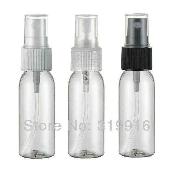 wholesale free shipping 30ml transparent vial small PET sprayer travel bottle black nozzle 100pc/lot