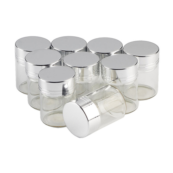 15ml Glass Bottles Aluminum Cover Screw Silver Transparent Clear Liquid Gift Wedding Crafts Wishing Bottles Jars 30*43mm 50pcs