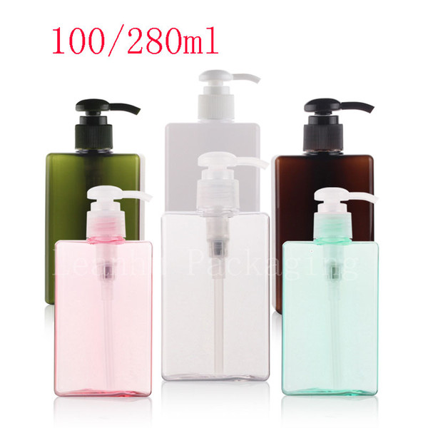 100ml 280ml Square Lotion Cream Pump Container Liquid Soap Plastic Square Bottle, Shampoo Shower Gel Cosmetic Package Container