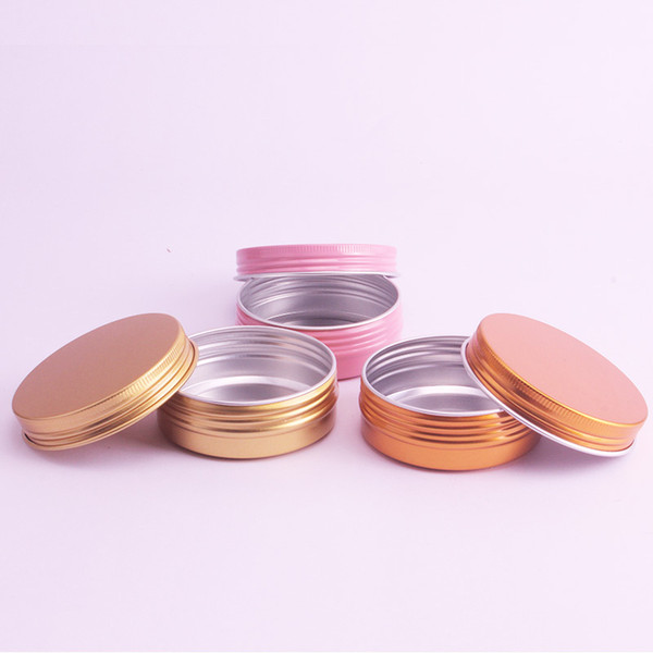 50 x 60g Gold Aluminum Cream Jar Box Metal Pink Candy Pot Nail Art Makeup Face Care Mask Empty Cosmetic Metal Tin Containers