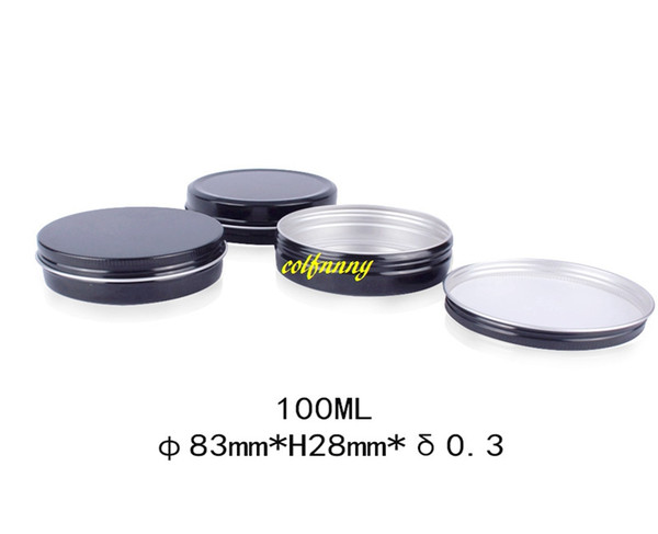200pcs/lot 100g Black Aluminum Jars Screw Lid 100ML Empty box Cosmetics Cream Container Metal Can Tea Pot Bottle