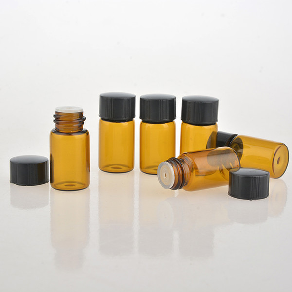 100Pieces/Lot 3ML Brown Glass Perfume Bottle For Essential Oils Empty Contenitori Cosmetici Vuoti For Personal Care Sample Jar