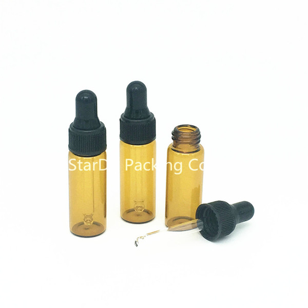 300pcs 5ml Amber Glass Dropper Bottle,5cc Mini Brown Dropper Glass Vial, 5cc Glass Container,Small Dropper Container