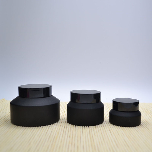 10 x 15G 30G 50G Frost Cream Glass Matte Jar Pot with Black Lids White Seal Skin Care Face Mask Cosmetic Packaging Container
