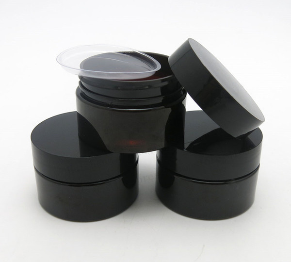 50 x 30g Empty Dark Amber Pet Skin Care Cream Jar With Plastic Lids with Insert 1oz Cosmetic Container