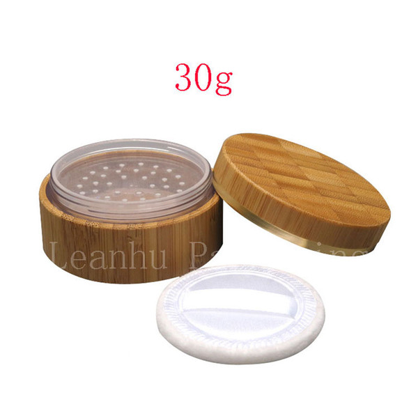 30g X 20 bamboo containers with puff sifter for loose powder, sifter personal care jar loose powder tin box pot bamboo matrial