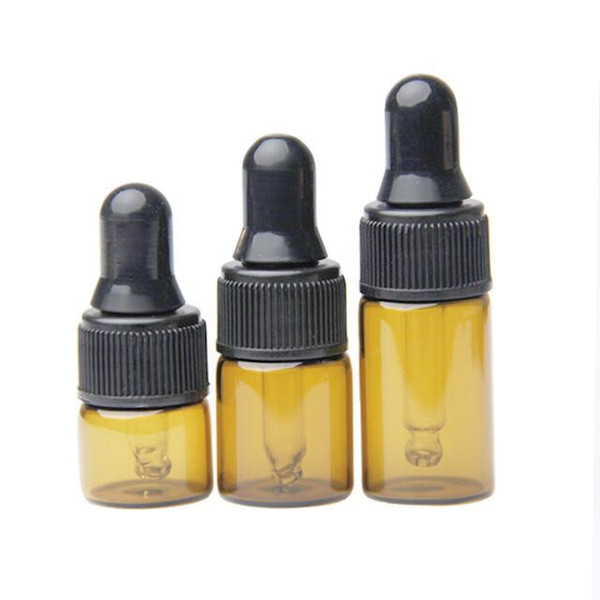 Free Shipping 50pcs 2ML Small Amber Glass Dropper Bottle 2cc Mini Glass Vial With Pipette Dropper, High Quality Glass Bottle