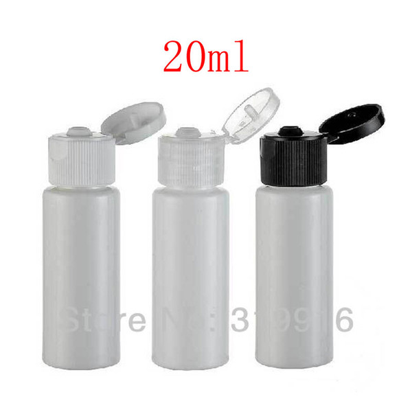 wholesale 20ml X 100 white plastic round bottle container with flip top cap for cosmetic packaging ,empty cosmetic container