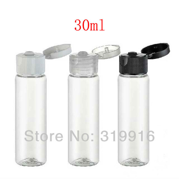 wholesale 30ml transparent flip top plastic travel set bottles containers,1oz empty PET bottle small cosmetic bottle 100pc / lot