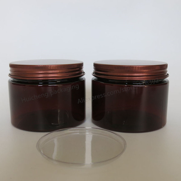 20 x 150 gram Amber Empty Plastic Jar With Bronze Aluminum Lids Makeup Cosmetic Packaging Hand Cream Containers Facial mask Jars