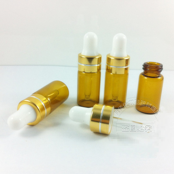 Free Shipping 3ml Glass Eye Dropper Bottle Amber Glass Bottle Essential Oil Bottle Perfume Vials with Glass Dropper and Aluminum Cap