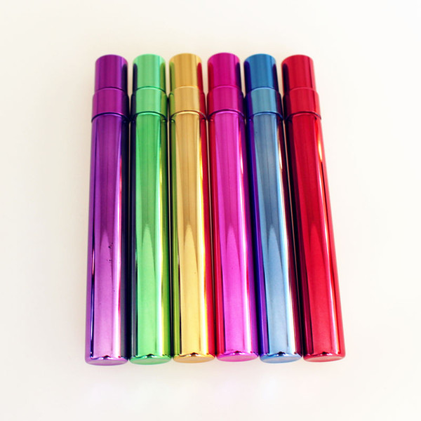 10ml Thin Glass Perfume Bottle Refillable Spray Atomizer Colorful Portable Tube Glass Sample Test Vials Travel Size