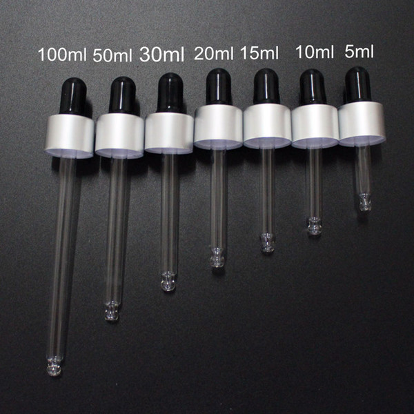Matte Silver Cap Aluminum Dropper Lid with Latex Head,Match with 5ml\10ml\15ml\20ml\30ml\50ml\100ml Essential Oil Bottle