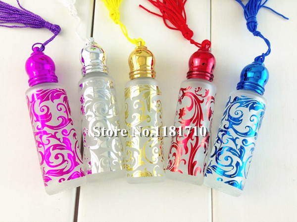 Arabic Style 10ml Frosted Glass Roll On Bottle Refillable Empty Perfume Vials 10cc Essential oil Bottle