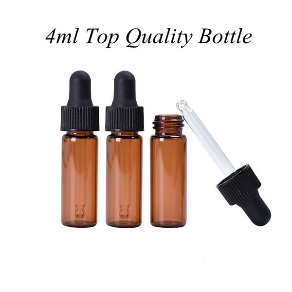 New Arriveal 4ml Red-Amber Glass Dropper Bottle Top Quality Essential Oil Bottle Display Vials Small Serum Perfume Sample Test Bottle