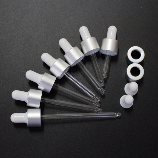 Matte Silver Cap Aluminum Dropper Lid with White Latex Head,Match with 5ml\10ml\15ml\20ml\30ml\50ml\100ml Glass Essential Oil Bottle
