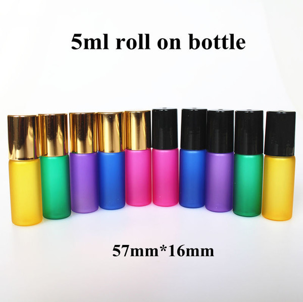 Frosted Colorful 5ml Thin Glass Roll on Bottle with Metal Roller Ball Glass Perfume Ro
8000
ll-On Vials Essential Oil Bottle with Black Gold Cap