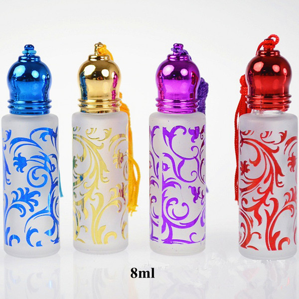 8ml glass essentia oil bottle roller oil bottle empty refillable cosmetic perfume bottle Arabic Style glass roll on vials travel use