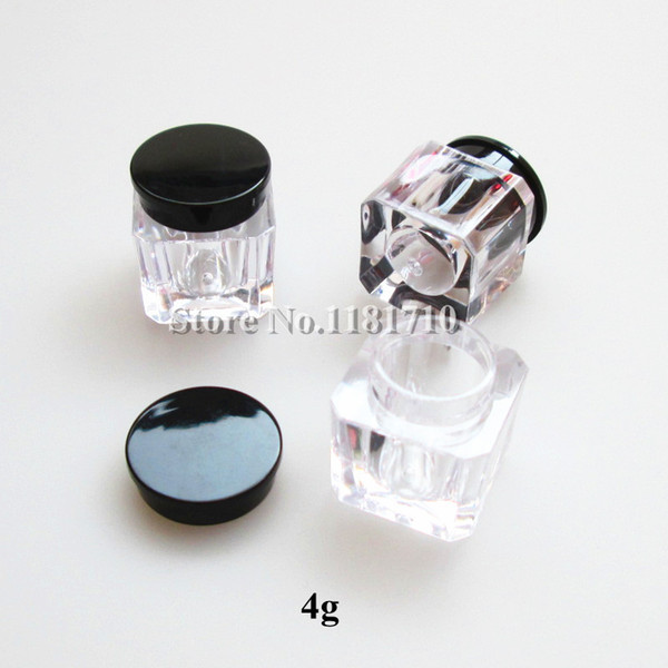 4g Transparent Plastic Cosmetic Jars 4cc Square Cream Jar Small Empty Sample Containers Pots Nail Art Storage 4ml Wholesale