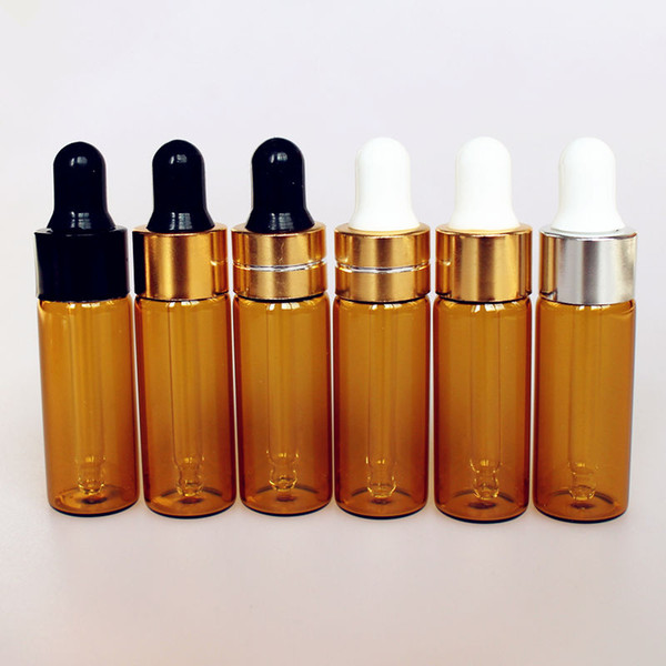 5ml Amber Glass Essential Oils Dropper Bottles Refillable Clear Perfume Vials Fragrance Sample Test Display Bottle