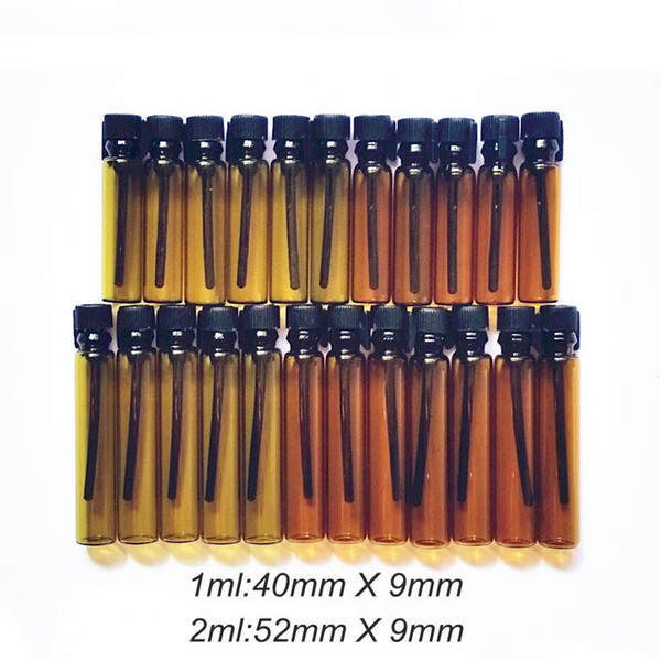 1ML 2ML amber/olive green glass perfume bottle empty tube glass bottle 1cc 2cc sample test bottle vials with dropper