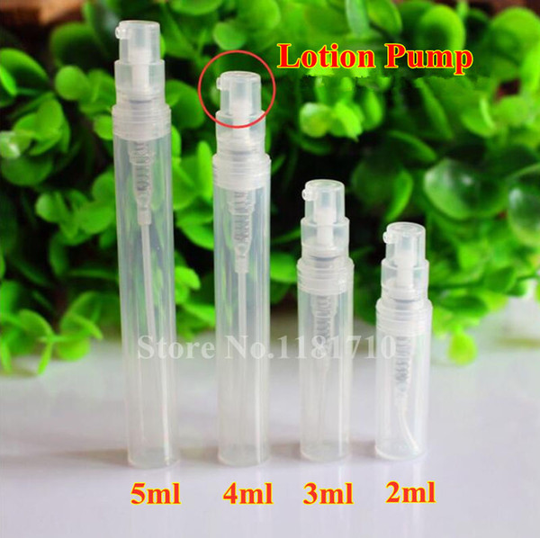 2ml 3ml 4ml 5ml Plastic Cream Lotion Pump Bottle Clear Refillable Pump Bottle with Lotion Sprayer Small Sample Test Vials