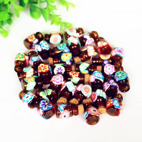 0.5ml small cork glass essential oil bottle empty handmade polymer clay bottle with cork fimo pendant fragrance jewelry bottle Vials