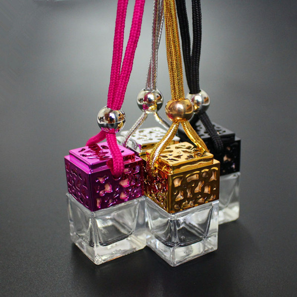 6ML Perfume Diffuser Bottle Car Perfume Accessories Hanging Glass Pendant Mini Refillable Bottle with Wooden Cap