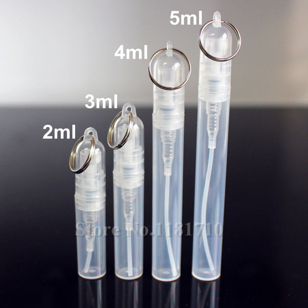 2ml/3ml/4ml/5ml Plastic Perfume Spray Bottle Perfume Atomizer with Keychain Ring Cosmetic Sample Test Bottle Vials Promotion