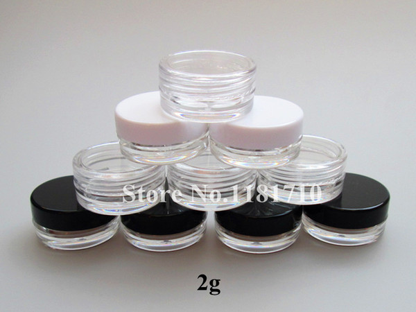 Free Shipping Promotion 2g Round Cream Jars,2cc Small sample Plastic Container Cosmetic Refillable Bottle for Nail Art Storage