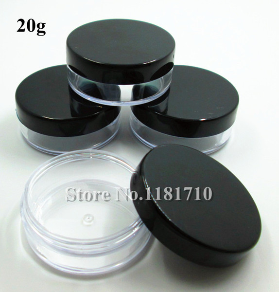 Wholesale 20g Plastic Jar Clear Cosmetic Packaging Bottle Make Up Clear Sample Jar Display Container with Black Cap