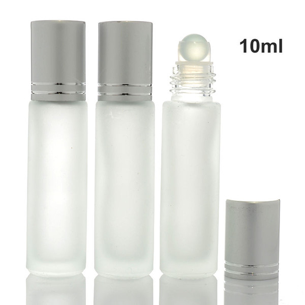 Wholesale Thick 10ml frosted Roll On Glass Bottle Perfume Bottles Eessential Oil Bottle with glass/Stainless Steel Ball and Silver Cap