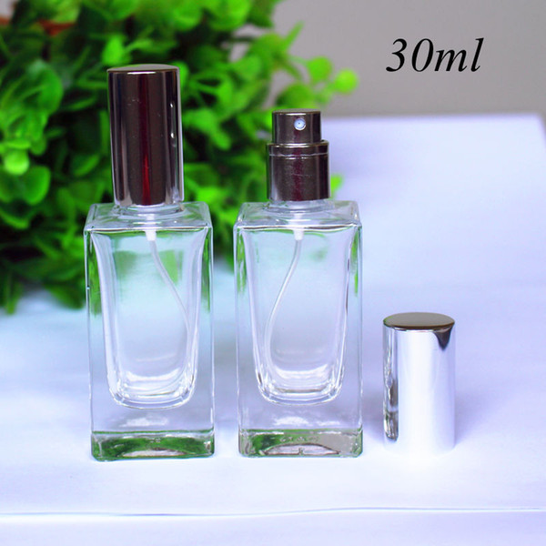 High Quality 30ml Square Glass Perfume Bottle Clear Glass Spray Bottle Fragrance Packaging Bottle Refillable