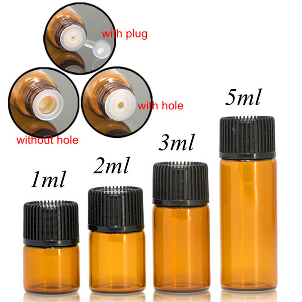 1ml 2ml 3ml 5ml Amber Glass Bottle Essential Oil Bottle Brwon Glass Vials With Plastic Lid Insert Small Test Bottle Sample Glass Vials
