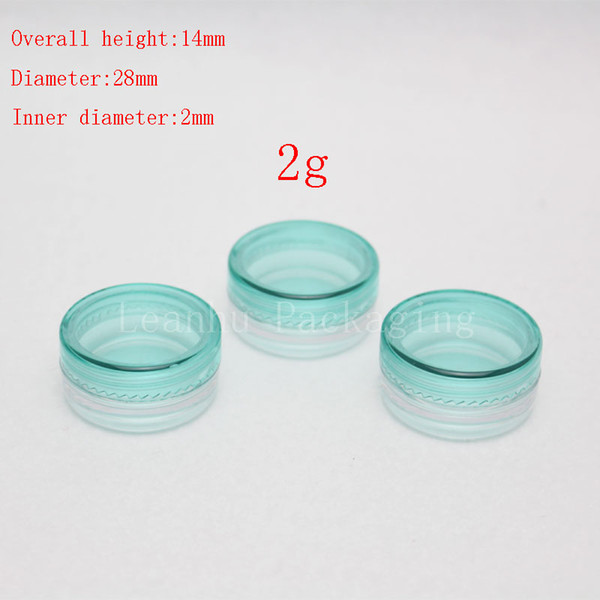 2g green empty cosmetic containers with screw cap, sample lip balm containers jar solid perfume container 2g plastic cream jars