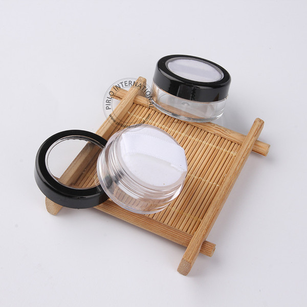 New Arrival 100pcs/lot 5g Empty Plastic Powder Jar With Sifter + Soft Puff, Refillable Cosmetic Packaging For Women