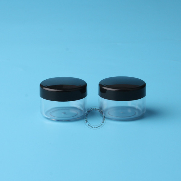 100pcs/Lot Wholesale Empty 15g Skin Care PS Facial Cream Jar 1/2OZ Container Eyeshadow 15ml Small Refillable Packaging Black Lid