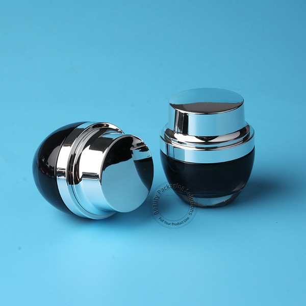 10pcs/Lot High Quality Glass 30g Cream Jar Black Women Cosmetic 30ml Facial Cream Vial Refillable Container 1 OZ Packaging