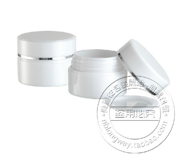 Free shipping luxury white color 30g double wall plastic cream jar bottles with hotstamping 30pc/lot