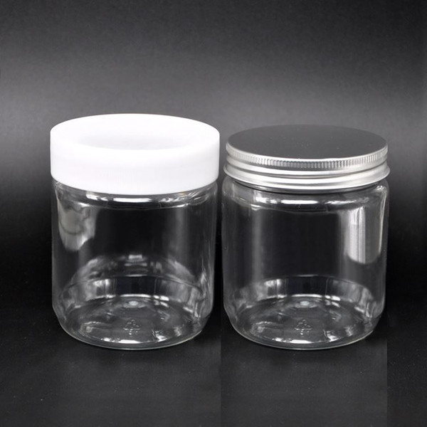 30pcs 280ml Transparent Plastic Cosmetic Jar PET Serum Bottle Aluminum/plasitc Cap Container with Metal Lid