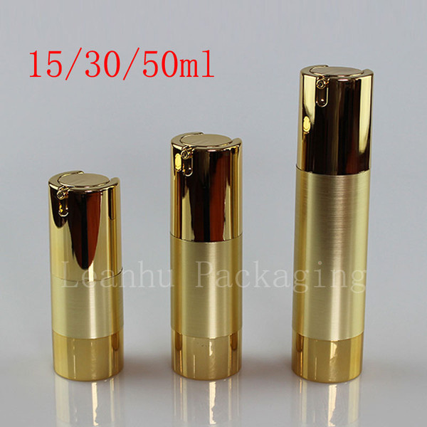 Empty Gold Lotion Cream Airless Cosmetic Bottles,Airless Pump Cosmetics Container ,BB Cream Plastic Container With Airless Pump
