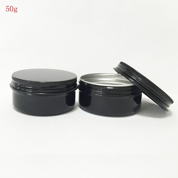Empty Containers 50PCS/LOT 50Ml Black Empty Sample Jars Cosmetic Jars Aluminium Containers For Cosmetics Aluminum Makeup Case