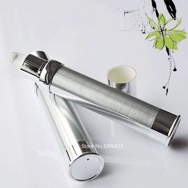10PCS Airless Pump bottle Portable Lotion Essence Airless Pump Silver Airless Pump Bottle Empty Cosmetic Container 15ML 20ML