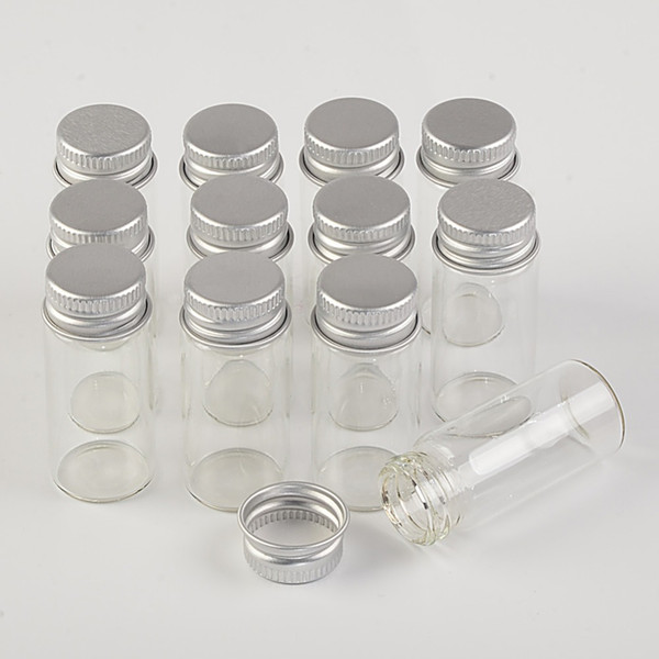 22*50*13mm 10ml Mini Glass Bottles With Metal Cap Empty Small Wishing Bottle Glass Vials Jars 100pcslot